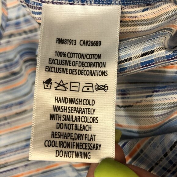 Robert Graham Striped Long-Sleeve Button-Down Shirt Paisley Flip Cuffs Size XXL - Picture 7 of 9